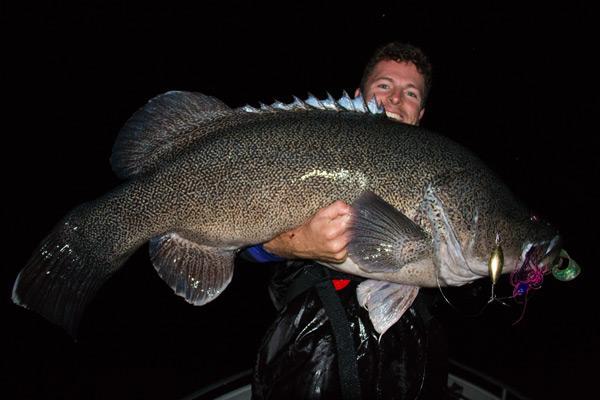 Jack presents a 119cm Murray Cod that smashed his Mud Guts Big Guts on the cast